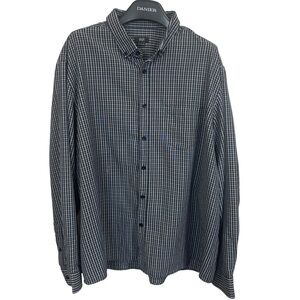 F&F mens dress shirt‎ button size 3XL down checkered black white pocket